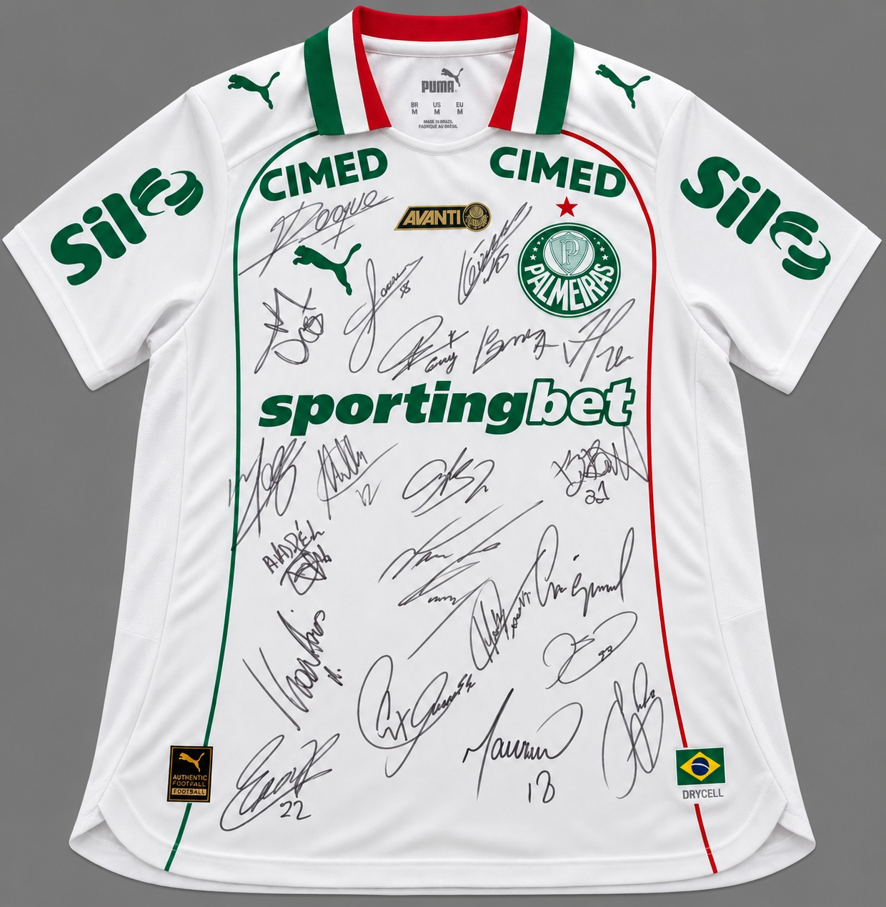 Camisa do Palmeiras 2026 autografada pelo elenco