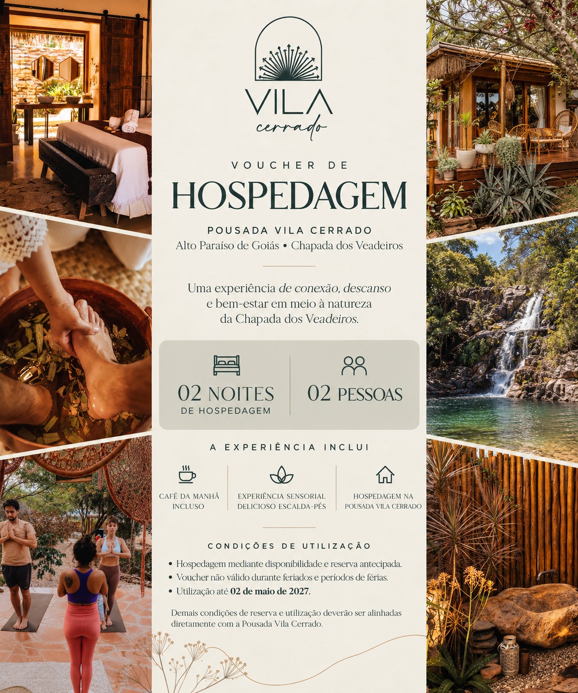 Voucher de hospedagem da Pousada Vila Cerrado na Chapada dos Veadeiros