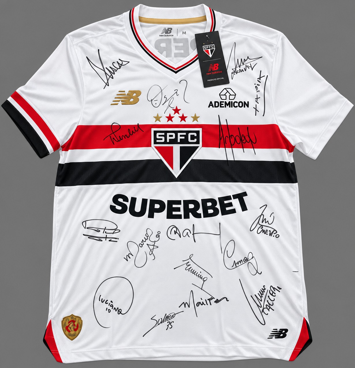 Camisa do São Paulo FC 2025 autografada pelo elenco